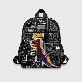Детский рюкзак 3D с принтом Basquiat Dinosaur в Тюмени, 100% полиэстер | лямки с регулируемой длиной, сверху петелька, чтобы рюкзак можно было повесить на вешалку. Основное отделение закрывается на молнию, как и внешний карман. Внутри дополнительный карман. По бокам два дополнительных кармашка | Тематика изображения на принте: art | louis vuitton | lv