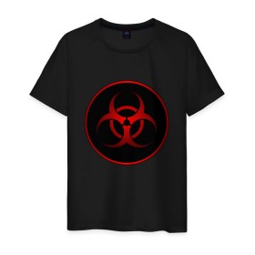 Мужская футболка хлопок с принтом Biohazard в Тюмени, 100% хлопок | прямой крой, круглый вырез горловины, длина до линии бедер, слегка спущенное плечо. | Тематика изображения на принте: biohazard | бактерии | бактерия | биологическая опасность | вирус | вирусы | заражение | зараза | заразный | знак | микроб | микробы | опасно | опасность | предупреждение | эпидемия