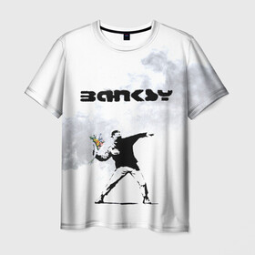 Мужская футболка 3D с принтом Banksy  в Тюмени, 100% полиэфир | прямой крой, круглый вырез горловины, длина до линии бедер | banksy | бэнкси | граффити | стрит арт | художник