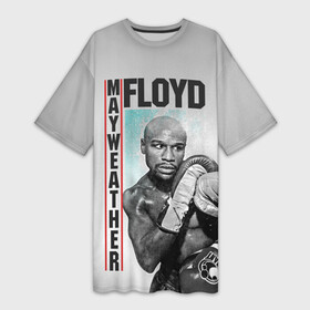 Платье-футболка 3D с принтом Флойд Мейвезер в Тюмени,  |  | floyd | floyd mayweather jr. | бокс | майвайзер | майвейзер | мейвезер | флойд мейвезер