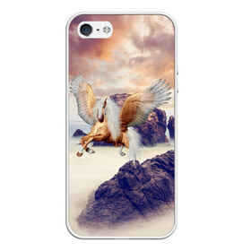 Чехол для iPhone 5/5S матовый с принтом Sea Sunset Horse в Тюмени, Силикон | Область печати: задняя сторона чехла, без боковых панелей | Тематика изображения на принте: вечернее небо | закат | конь | крылатый | крылья | легенды | летающий | лошадь | мистический | мифология | мифы | море | морской | облака | облачность | пегас | плед | погода | подушка | скалы | сумка