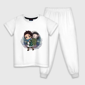 Детская пижама хлопок с принтом Танджиро и Незуко Камадо в Тюмени, 100% хлопок |  брюки и футболка прямого кроя, без карманов, на брюках мягкая резинка на поясе и по низу штанин
 | Тематика изображения на принте: аниме | клинок рассекающий демонов | незуко камадо | танджиро камадо