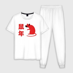 Мужская пижама хлопок с принтом Коронавирус в год Крысы в Тюмени, 100% хлопок | брюки и футболка прямого кроя, без карманов, на брюках мягкая резинка на поясе и по низу штанин
 | Тематика изображения на принте: 