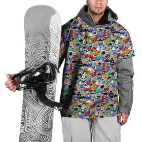 Накидка на куртку 3D с принтом Stickerboom в Тюмени, 100% полиэстер |  | art | bomb | graffiti | hearts | monsters | stars | stickerboom | stickers | texture | арт | бомба | вишня | граффити | звезды | монстры | мороженое | сердечки | стикербум | стикеры | текстура