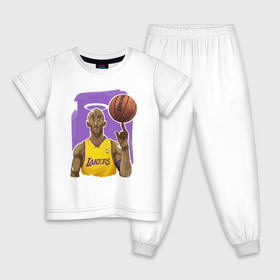 Детская пижама хлопок с принтом Kobe Bryant в Тюмени, 100% хлопок |  брюки и футболка прямого кроя, без карманов, на брюках мягкая резинка на поясе и по низу штанин
 | basketball | black | bryant | game | james | kobe | kobebryant | lakers | lebron | los angeles | mamba | nba | rip | slam dunk | баскетбол | баскетболист | брайант | браянт | джеймс | игрок | коби | леброн | лейкерс | лос анджеле