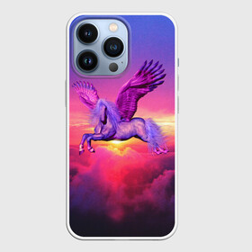 Чехол для iPhone 13 Pro с принтом Dusk Sky Horse в Тюмени,  |  | Тематика изображения на принте: высота | закат | конь | крылья | легенды | летать | летающий | лошадь | мистический | мифология | мифы | небесный | небо | облака | облач | пегас | плед | подушка | полет | пурпурный | сумерки | сумка