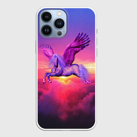 Чехол для iPhone 13 Pro Max с принтом Dusk Sky Horse в Тюмени,  |  | Тематика изображения на принте: высота | закат | конь | крылья | легенды | летать | летающий | лошадь | мистический | мифология | мифы | небесный | небо | облака | облач | пегас | плед | подушка | полет | пурпурный | сумерки | сумка