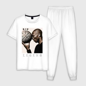 Мужская пижама хлопок с принтом Kobe - RIP Legend в Тюмени, 100% хлопок | брюки и футболка прямого кроя, без карманов, на брюках мягкая резинка на поясе и по низу штанин
 | Тематика изображения на принте: basketball | black | bryant | game | james | kobe | kobebryant | lakers | lebron | los angeles | mamba | nba | rip | slam dunk | баскетбол | баскетболист | брайант | браянт | джеймс | игрок | коби | леброн | лейкерс | лос анджеле