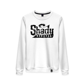 Женский свитшот хлопок с принтом Eminem Slim Shady в Тюмени, 100% хлопок | прямой крой, круглый вырез, на манжетах и по низу широкая трикотажная резинка  | beat | eminem | hip hop | hiphop | marshall | mm | music | nigga | radio | rap | record | records | shady | slim | underground | запись | звук | музыка | радио | рекорд | рекордс | рэп | слим | талант | хип хоп | хипхоп | эминем