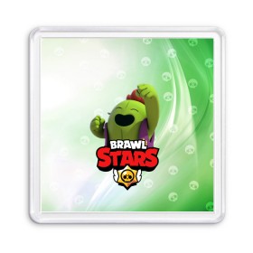 Магнит 55*55 с принтом spike brawl stars в Тюмени, Пластик | Размер: 65*65 мм; Размер печати: 55*55 мм | brawl | brawl stars | spike | бравл | бравл старс | спайк