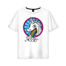 Женская футболка хлопок Oversize с принтом Unicorn do Rainbow в Тюмени, 100% хлопок | свободный крой, круглый ворот, спущенный рукав, длина до линии бедер
 | 