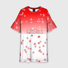 Детское платье 3D с принтом ROBLOX в Тюмени, 100% полиэстер | прямой силуэт, чуть расширенный к низу. Круглая горловина, на рукавах — воланы | 3d | roblox | игра | лого | логотип | надпись | онлайн | платформа | роблокс | эмблема