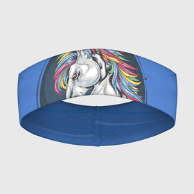 Повязка на голову 3D с принтом Единорог Rock в Тюмени,  |  | rock | единорог | единорог рокер | кожанка | конь | лошадь | многоцветный | радуга | рог | рок | шипы