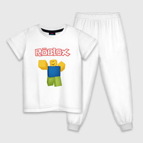 Детская пижама хлопок с принтом ROBLOX в Тюмени, 100% хлопок |  брюки и футболка прямого кроя, без карманов, на брюках мягкая резинка на поясе и по низу штанин
 | game | gamer | logo | minecraft | roblox | simulator | игра | конструктор | лого | майнкрафт | симулятор | строительство | фигура