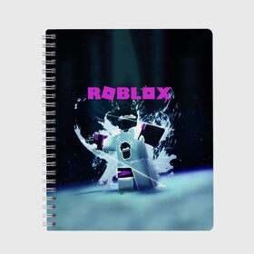 Тетрадь с принтом ROBLOX в Тюмени, 100% бумага | 48 листов, плотность листов — 60 г/м2, плотность картонной обложки — 250 г/м2. Листы скреплены сбоку удобной пружинной спиралью. Уголки страниц и обложки скругленные. Цвет линий — светло-серый
 | roblox | игра | компьютерная игра | логотип | онлайн | онлайн игра | роблакс | роблокс