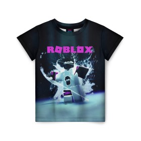 Детская футболка 3D с принтом ROBLOX в Тюмени, 100% гипоаллергенный полиэфир | прямой крой, круглый вырез горловины, длина до линии бедер, чуть спущенное плечо, ткань немного тянется | roblox | игра | компьютерная игра | логотип | онлайн | онлайн игра | роблакс | роблокс