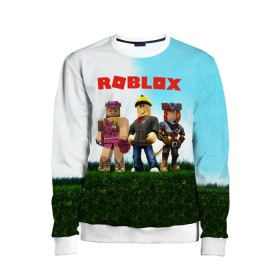 Детский свитшот 3D с принтом ROBLOX в Тюмени, 100% полиэстер | свободная посадка, прямой крой, мягкая тканевая резинка на рукавах и понизу свитшота | roblox | игра | компьютерная игра | логотип | онлайн | онлайн игра | роблакс | роблокс