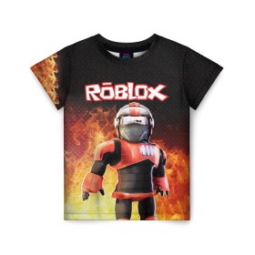 Детская футболка 3D с принтом ROBLOX в Тюмени, 100% гипоаллергенный полиэфир | прямой крой, круглый вырез горловины, длина до линии бедер, чуть спущенное плечо, ткань немного тянется | roblox | игра | компьютерная игра | логотип | онлайн | онлайн игра | роблакс | роблокс