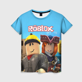 Женская футболка 3D с принтом ROBLOX в Тюмени, 100% полиэфир ( синтетическое хлопкоподобное полотно) | прямой крой, круглый вырез горловины, длина до линии бедер | roblox | игра | компьютерная игра | логотип | онлайн | онлайн игра | роблакс | роблокс