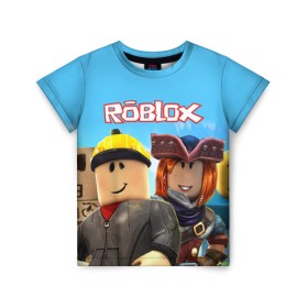Детская футболка 3D с принтом ROBLOX в Тюмени, 100% гипоаллергенный полиэфир | прямой крой, круглый вырез горловины, длина до линии бедер, чуть спущенное плечо, ткань немного тянется | Тематика изображения на принте: roblox | игра | компьютерная игра | логотип | онлайн | онлайн игра | роблакс | роблокс