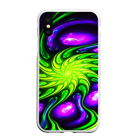 Чехол для iPhone XS Max матовый с принтом NEON&ACID в Тюмени, Силикон | Область печати: задняя сторона чехла, без боковых панелей | abstract | abstraction | color | fractal | geometry | paitnt | polygon | polygonal | psy | абстракция | геометрия | краски | неоновые | полигоны | психоделика | фрактал