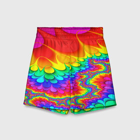 Детские спортивные шорты 3D с принтом TIE-DYE в Тюмени,  100% полиэстер
 | пояс оформлен широкой мягкой резинкой, ткань тянется
 | Тематика изображения на принте: abstract | abstraction | color | fractal | geometry | paitnt | polygon | polygonal | psy | абстракция | геометрия | краски | неоновые | полигоны | психоделика | фрактал