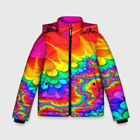 Зимняя куртка для мальчиков 3D с принтом TIE-DYE в Тюмени, ткань верха — 100% полиэстер; подклад — 100% полиэстер, утеплитель — 100% полиэстер | длина ниже бедра, удлиненная спинка, воротник стойка и отстегивающийся капюшон. Есть боковые карманы с листочкой на кнопках, утяжки по низу изделия и внутренний карман на молнии. 

Предусмотрены светоотражающий принт на спинке, радужный светоотражающий элемент на пуллере молнии и на резинке для утяжки | abstract | abstraction | color | fractal | geometry | paitnt | polygon | polygonal | psy | абстракция | геометрия | краски | неоновые | полигоны | психоделика | фрактал