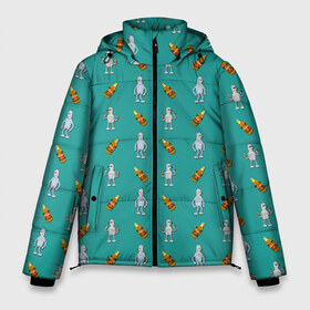 Мужская зимняя куртка 3D с принтом Futurama bender в Тюмени, верх — 100% полиэстер; подкладка — 100% полиэстер; утеплитель — 100% полиэстер | длина ниже бедра, свободный силуэт Оверсайз. Есть воротник-стойка, отстегивающийся капюшон и ветрозащитная планка. 

Боковые карманы с листочкой на кнопках и внутренний карман на молнии. | Тематика изображения на принте: beer | bender | бендер | футурама