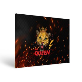 Холст прямоугольный с принтом the Queen в Тюмени, 100% ПВХ |  | queen | большая кошка | королева | корона | кошка | леопард | львица | молния