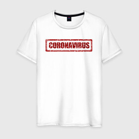 Мужская футболка хлопок с принтом Коронавирус в Тюмени, 100% хлопок | прямой крой, круглый вырез горловины, длина до линии бедер, слегка спущенное плечо. | coronavirus | болезнь | вирус | вспышка | надпись | пандемия | эпидемия