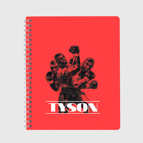 Тетрадь с принтом Tyson в Тюмени, 100% бумага | 48 листов, плотность листов — 60 г/м2, плотность картонной обложки — 250 г/м2. Листы скреплены сбоку удобной пружинной спиралью. Уголки страниц и обложки скругленные. Цвет линий — светло-серый
 | Тематика изображения на принте: iron mike | iron mike tyson | mike tyson | бокс | железный майк | майк тайсон | таисон | тайсон