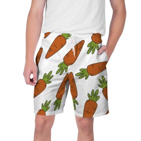 Мужские шорты 3D с принтом Морковь в Тюмени,  полиэстер 100% | прямой крой, два кармана без застежек по бокам. Мягкая трикотажная резинка на поясе, внутри которой широкие завязки. Длина чуть выше колен | Тематика изображения на принте: 