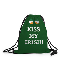 Рюкзак-мешок 3D с принтом Kiss my Irish в Тюмени, 100% полиэстер | плотность ткани — 200 г/м2, размер — 35 х 45 см; лямки — толстые шнурки, застежка на шнуровке, без карманов и подкладки | британия | день святого патрика | золото | ирландия