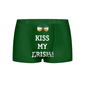 Мужские трусы 3D с принтом Kiss my Irish в Тюмени, 50% хлопок, 50% полиэстер | классическая посадка, на поясе мягкая тканевая резинка | Тематика изображения на принте: британия | день святого патрика | золото | ирландия