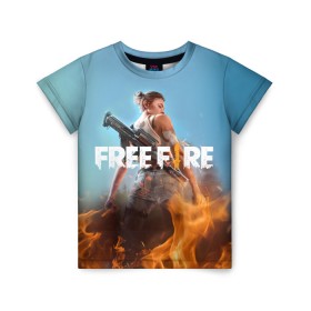 Детская футболка 3D с принтом free fire в Тюмени, 100% гипоаллергенный полиэфир | прямой крой, круглый вырез горловины, длина до линии бедер, чуть спущенное плечо, ткань немного тянется | free fire | freefire | игра free fire | игра фрифаер | фри файр | фрифаер