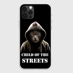 Чехол для iPhone 12 Pro Max с принтом Дитя улиц в Тюмени, Силикон |  | cat | gangster | балахон | глаза | дитя улиц | кот | котик | крутой | крутой принт | принт | с надписью | топ | тренд