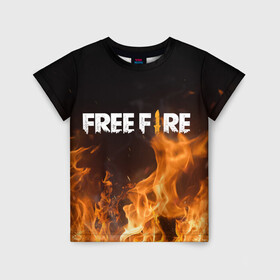 Детская футболка 3D с принтом FREE FIRE в Тюмени, 100% гипоаллергенный полиэфир | прямой крой, круглый вырез горловины, длина до линии бедер, чуть спущенное плечо, ткань немного тянется | free fire | freefire | игра free fire | игра фрифаер | фри файр | фрифаер