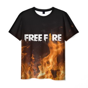Мужская футболка 3D с принтом FREE FIRE в Тюмени, 100% полиэфир | прямой крой, круглый вырез горловины, длина до линии бедер | Тематика изображения на принте: free fire | freefire | игра free fire | игра фрифаер | фри файр | фрифаер
