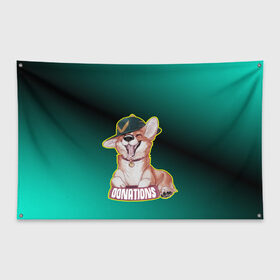 Флаг-баннер с принтом корги в Тюмени, 100% полиэстер | размер 67 х 109 см, плотность ткани — 95 г/м2; по краям флага есть четыре люверса для крепления | вельш корги | видео с животными | корги | пемброк | смешные видео | собака | таффи | щенок