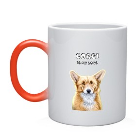 Кружка хамелеон с принтом Corgi is my Love в Тюмени, керамика | меняет цвет при нагревании, емкость 330 мл | corgi | corgi is my love | корги | собака