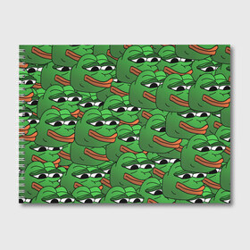 Альбом для рисования с принтом Pepe The Frog в Тюмени, 100% бумага
 | матовая бумага, плотность 200 мг. | Тематика изображения на принте: frog | meme | memes | pepe | pepe the frog | грустная жабка | лягушка | лягушонок пепе | мем | мемы