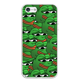 Чехол для iPhone 5/5S матовый с принтом Pepe The Frog в Тюмени, Силикон | Область печати: задняя сторона чехла, без боковых панелей | frog | meme | memes | pepe | pepe the frog | грустная жабка | лягушка | лягушонок пепе | мем | мемы