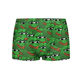 Мужские трусы 3D с принтом Pepe The Frog в Тюмени, 50% хлопок, 50% полиэстер | классическая посадка, на поясе мягкая тканевая резинка | frog | meme | memes | pepe | pepe the frog | грустная жабка | лягушка | лягушонок пепе | мем | мемы