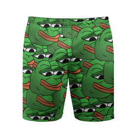 Мужские шорты спортивные с принтом Pepe The Frog в Тюмени,  |  | frog | meme | memes | pepe | pepe the frog | грустная жабка | лягушка | лягушонок пепе | мем | мемы