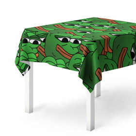 Скатерть 3D с принтом Pepe The Frog в Тюмени, 100% полиэстер (ткань не мнется и не растягивается) | Размер: 150*150 см | frog | meme | memes | pepe | pepe the frog | грустная жабка | лягушка | лягушонок пепе | мем | мемы