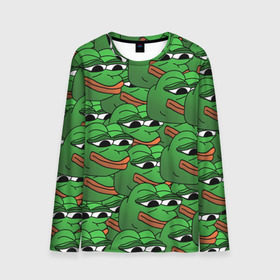Мужской лонгслив 3D с принтом Pepe The Frog в Тюмени, 100% полиэстер | длинные рукава, круглый вырез горловины, полуприлегающий силуэт | frog | meme | memes | pepe | pepe the frog | грустная жабка | лягушка | лягушонок пепе | мем | мемы