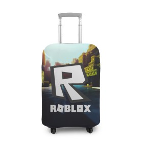 Чехол для чемодана 3D с принтом ROBLOX в Тюмени, 86% полиэфир, 14% спандекс | двустороннее нанесение принта, прорези для ручек и колес | game | gamer | logo | roblox | игры | логотип | роблокс