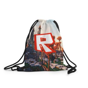 Рюкзак-мешок 3D с принтом ROBLOX GAME в Тюмени, 100% полиэстер | плотность ткани — 200 г/м2, размер — 35 х 45 см; лямки — толстые шнурки, застежка на шнуровке, без карманов и подкладки | game | gamer | logo | roblox | игры | логотип | роблокс