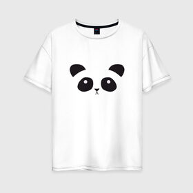 Женская футболка хлопок Oversize с принтом Грустная пандочка в Тюмени, 100% хлопок | свободный крой, круглый ворот, спущенный рукав, длина до линии бедер
 | Тематика изображения на принте: грустный | милый | мишка | мордочка | панда