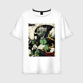 Женская футболка хлопок Oversize с принтом God of wind в Тюмени, 100% хлопок | свободный крой, круглый ворот, спущенный рукав, длина до линии бедер
 | art | demon | god | japan | monster | shinto | арт | бог | демон | иллюстрация | монстр | япония | японский